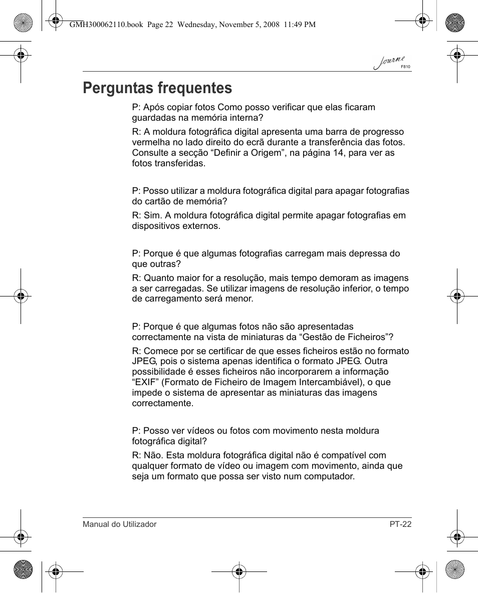 Perguntas frequentes | Toshiba JournE F810 User Manual | Page 273 / 308
