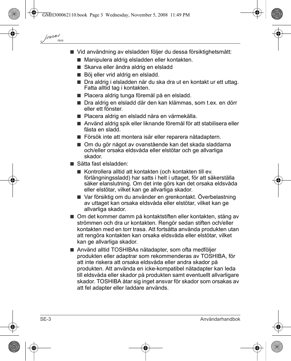 Toshiba JournE F810 User Manual | Page 282 / 308