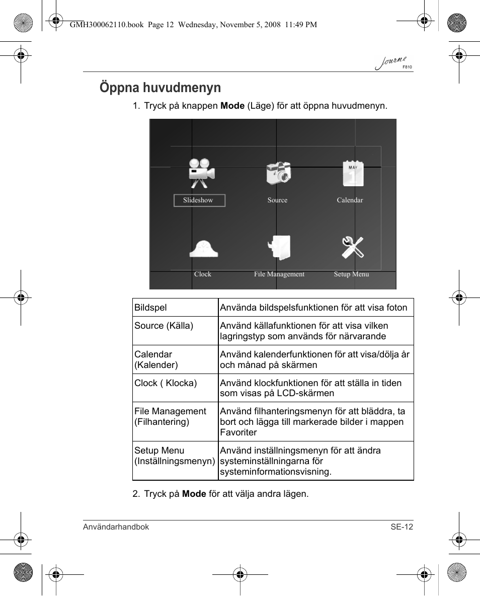 Öppna huvudmenyn | Toshiba JournE F810 User Manual | Page 291 / 308