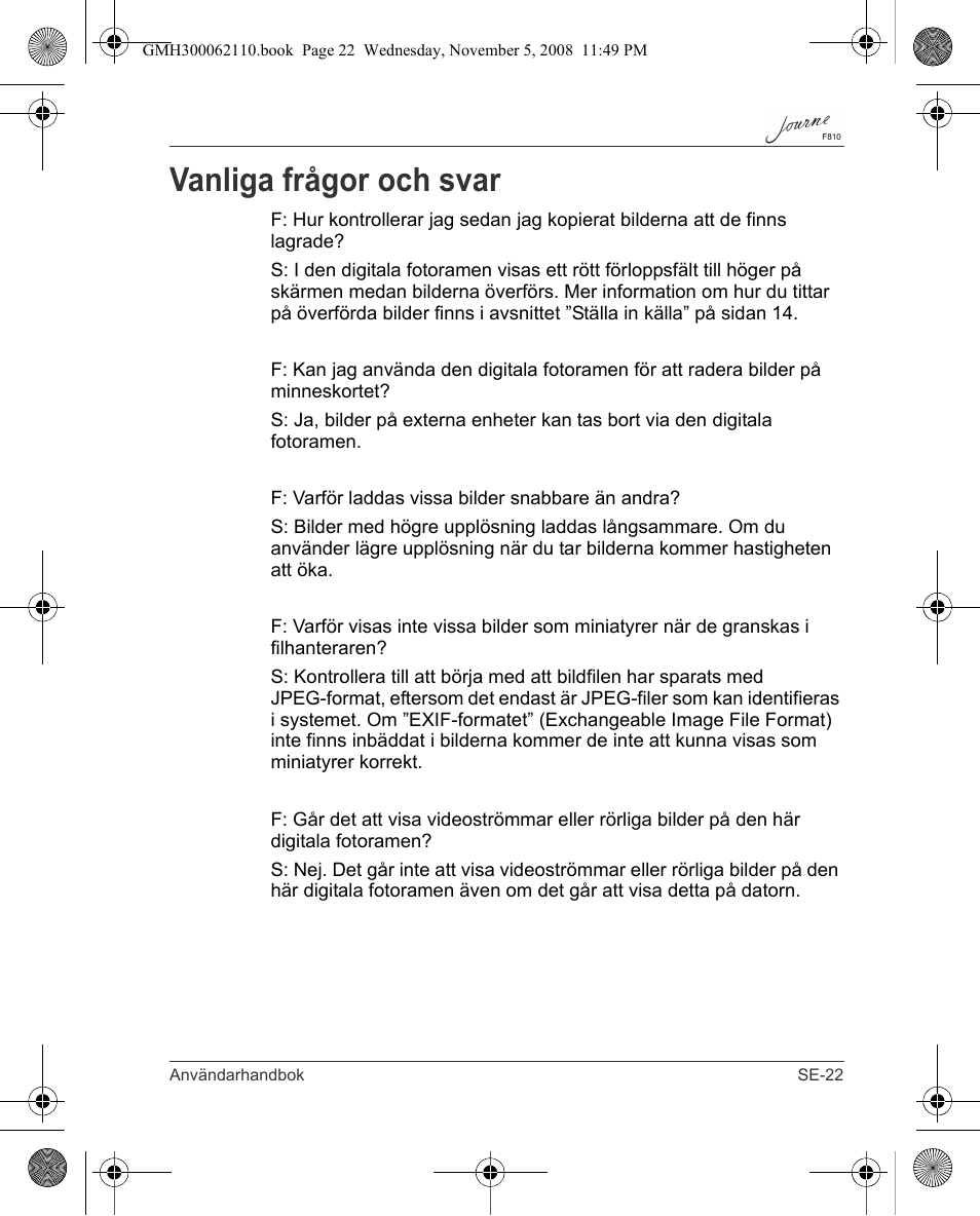 Vanliga frågor och svar | Toshiba JournE F810 User Manual | Page 301 / 308