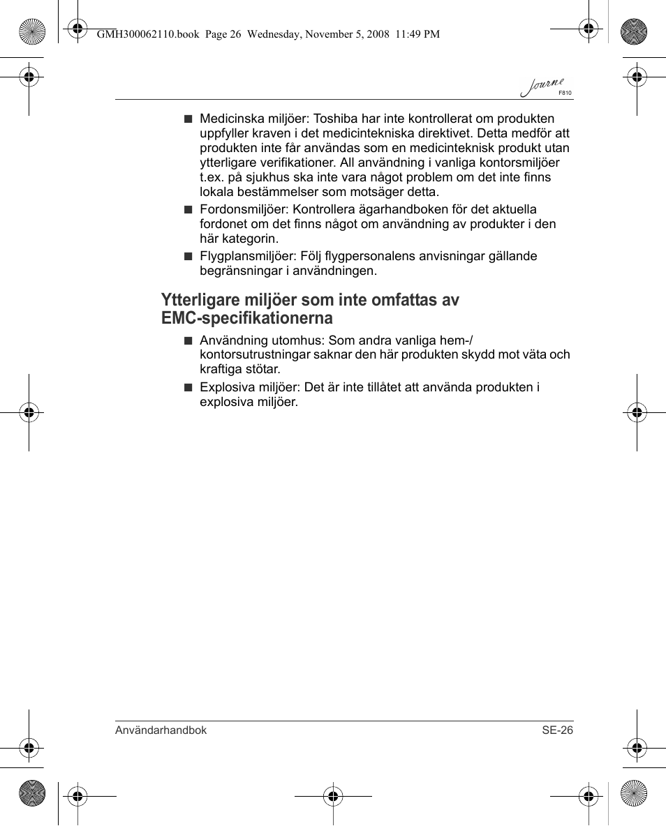 Toshiba JournE F810 User Manual | Page 305 / 308