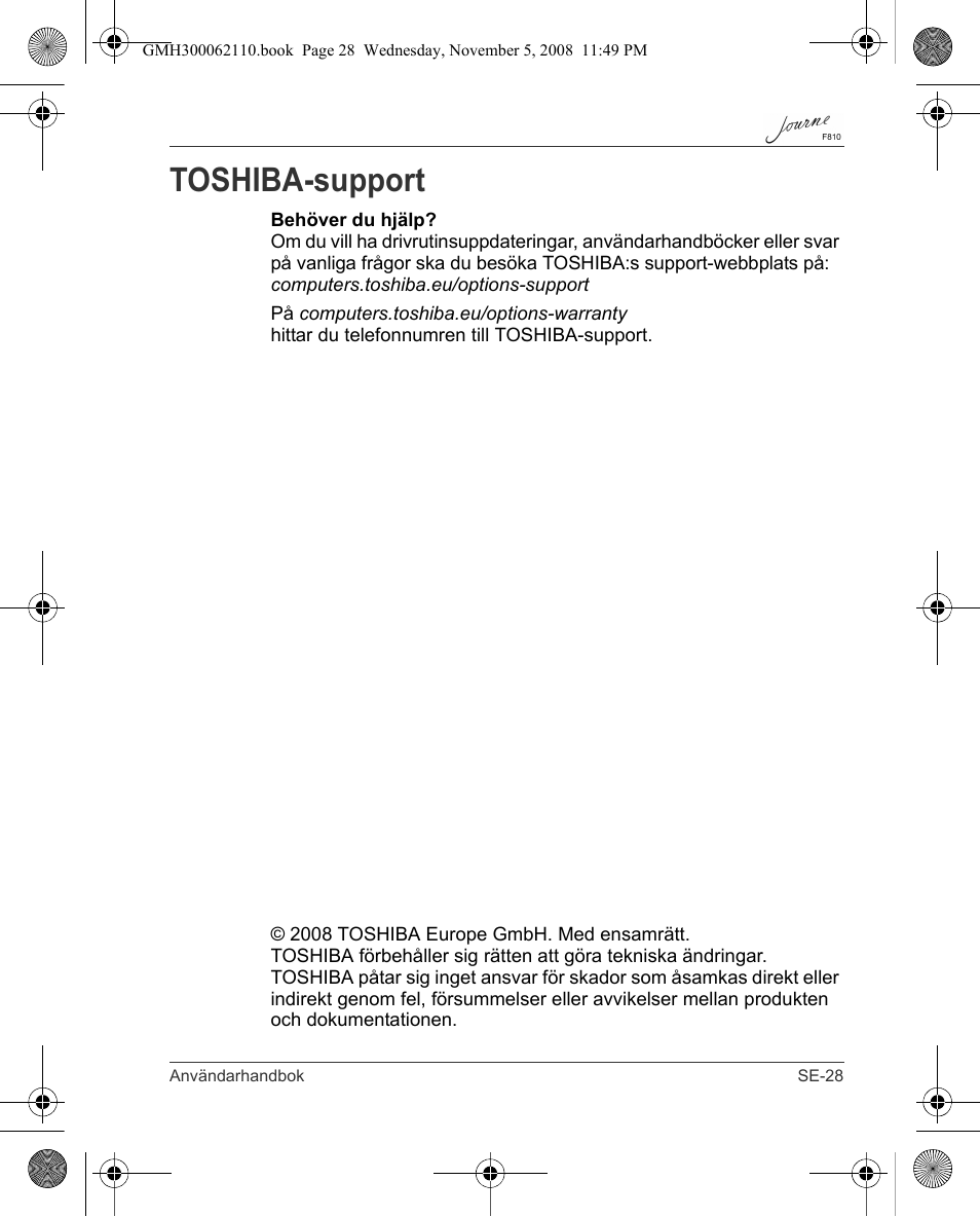 Toshiba-support | Toshiba JournE F810 User Manual | Page 307 / 308