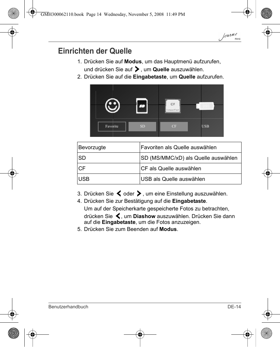 Einrichten der quelle | Toshiba JournE F810 User Manual | Page 43 / 308