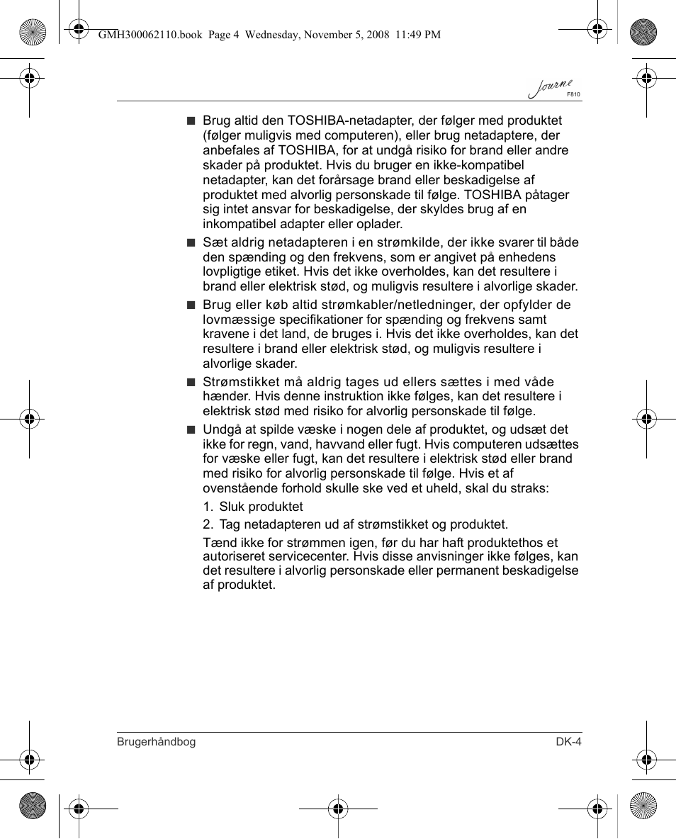 Toshiba JournE F810 User Manual | Page 61 / 308