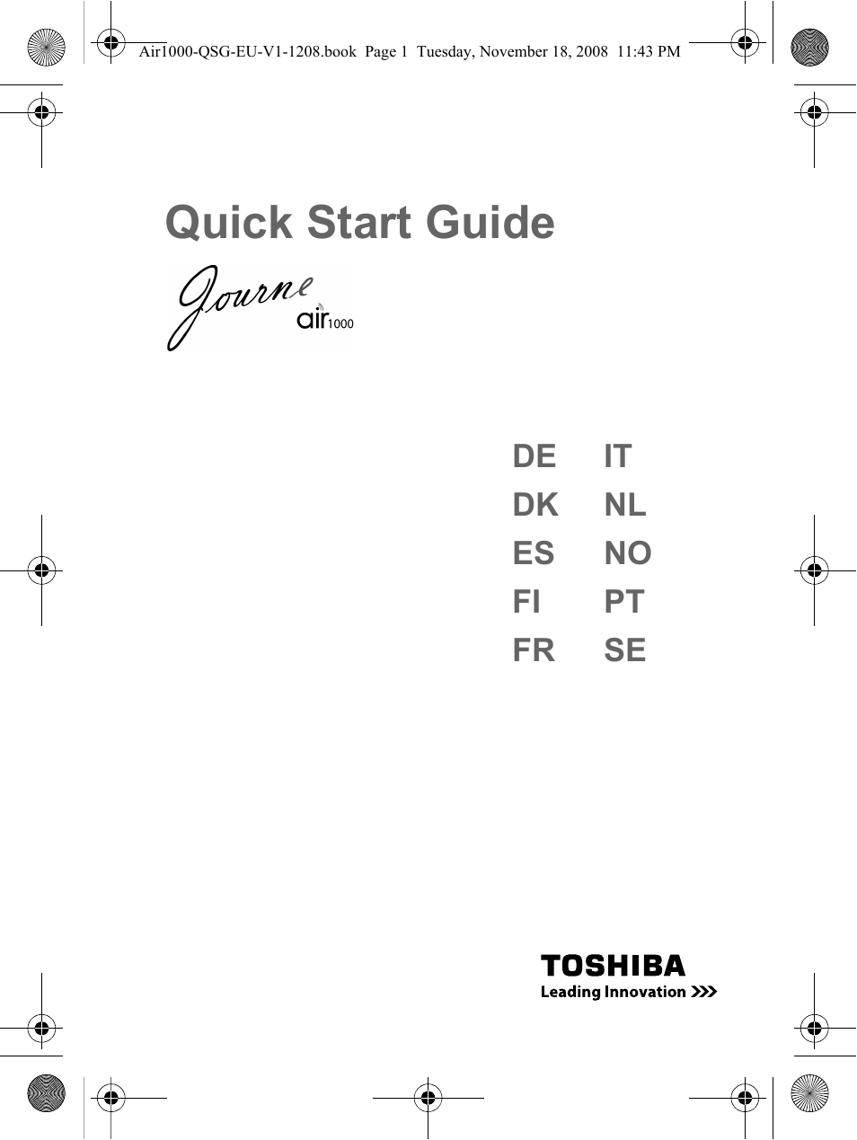 Toshiba JournE Air1000 User Manual | 256 pages