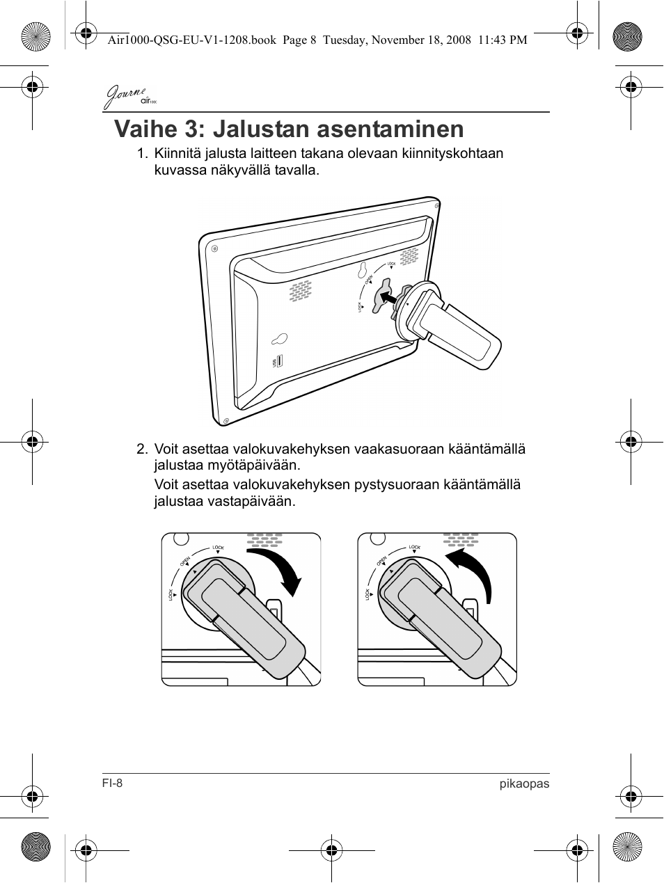 Vaihe 3: jalustan asentaminen | Toshiba JournE Air1000 User Manual | Page 102 / 256