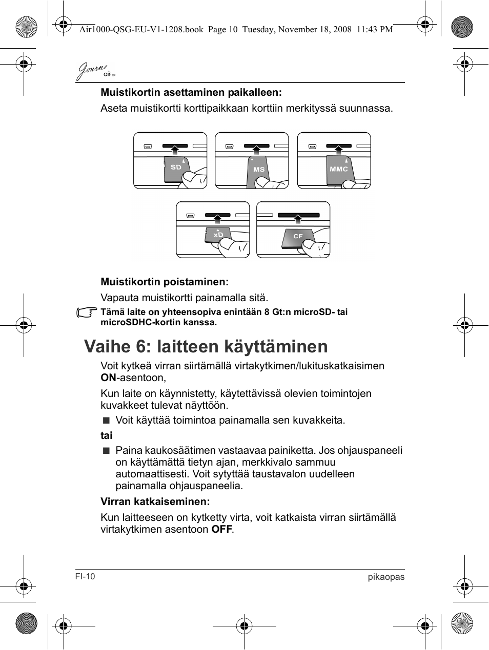 Vaihe 6: laitteen käyttäminen | Toshiba JournE Air1000 User Manual | Page 104 / 256