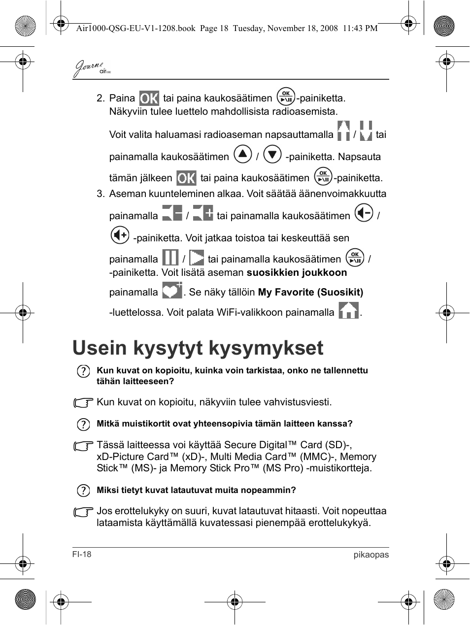 Usein kysytyt kysymykset | Toshiba JournE Air1000 User Manual | Page 112 / 256