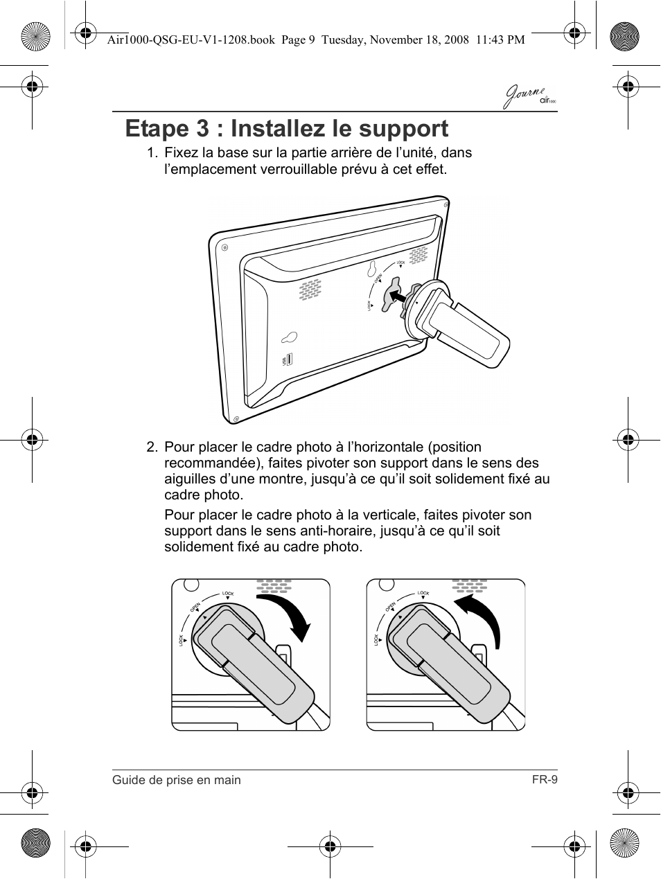 Etape 3 : installez le support | Toshiba JournE Air1000 User Manual | Page 125 / 256