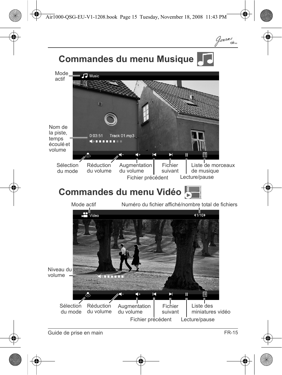 Commandes du menu musique commandes du menu vidéo | Toshiba JournE Air1000 User Manual | Page 131 / 256