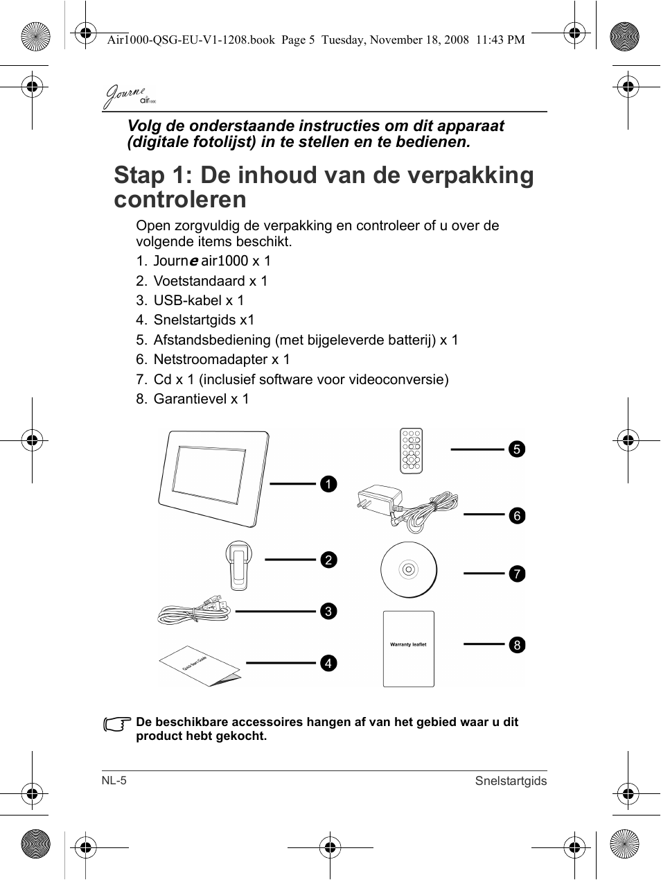 Stap 1: de inhoud van de verpakking controleren | Toshiba JournE Air1000 User Manual | Page 168 / 256