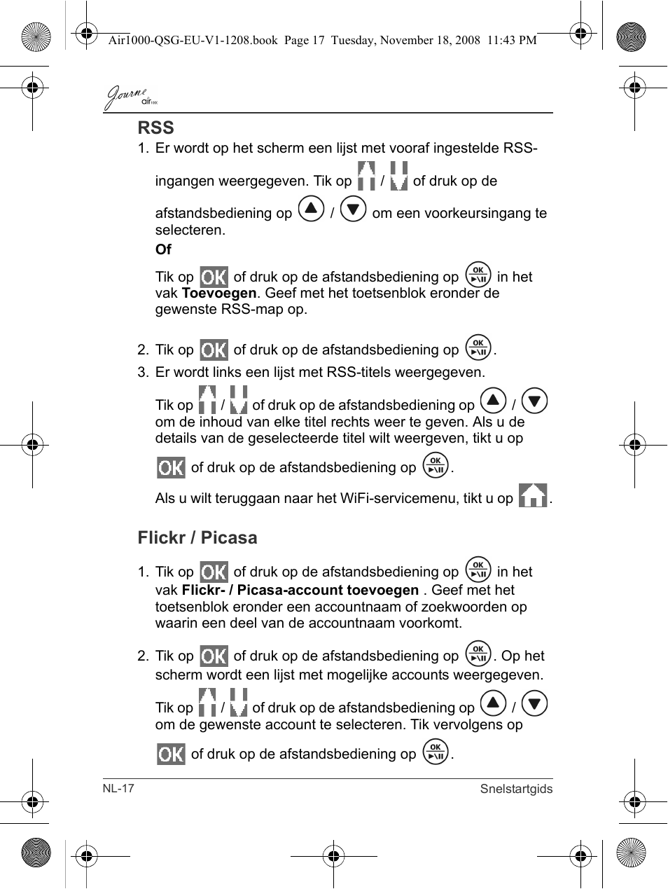Rss flickr / picasa, Flickr / picasa | Toshiba JournE Air1000 User Manual | Page 180 / 256