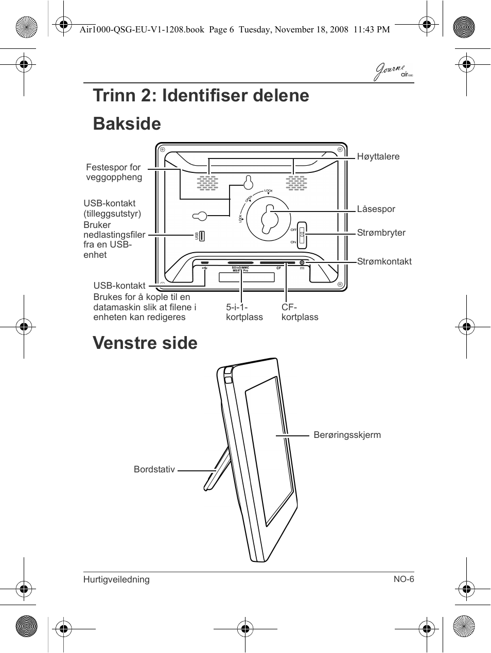 Trinn 2: identifiser delene bakside venstre side | Toshiba JournE Air1000 User Manual | Page 193 / 256