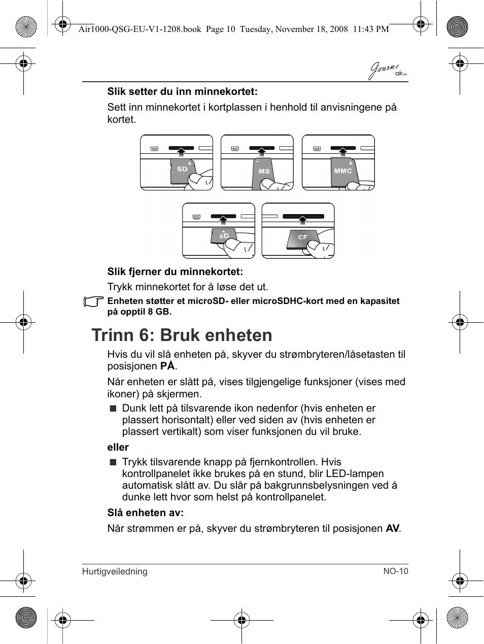 Trinn 6: bruk enheten | Toshiba JournE Air1000 User Manual | Page 197 / 256