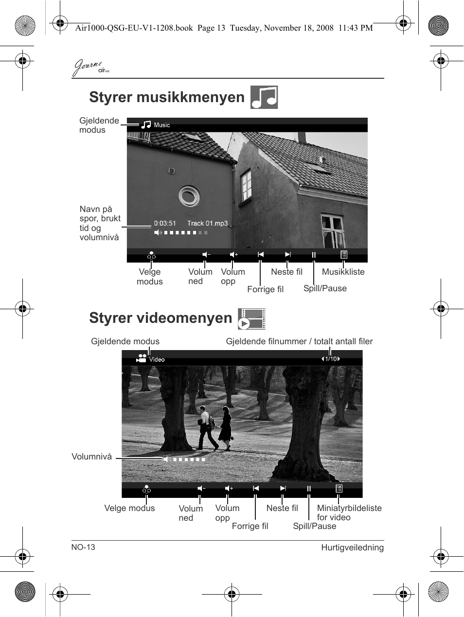 Styrer musikkmenyen styrer videomenyen | Toshiba JournE Air1000 User Manual | Page 200 / 256