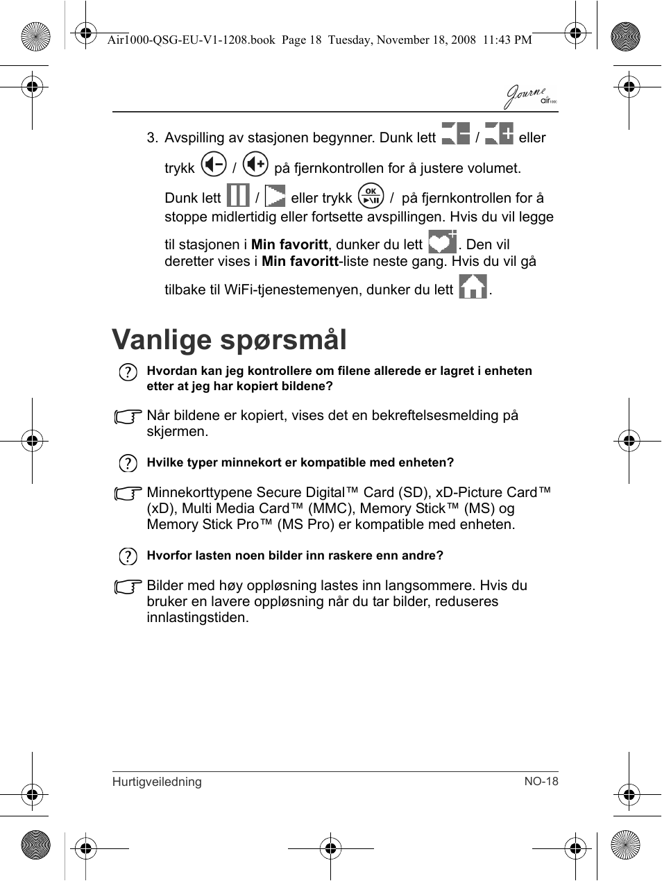 Vanlige spørsmål | Toshiba JournE Air1000 User Manual | Page 205 / 256