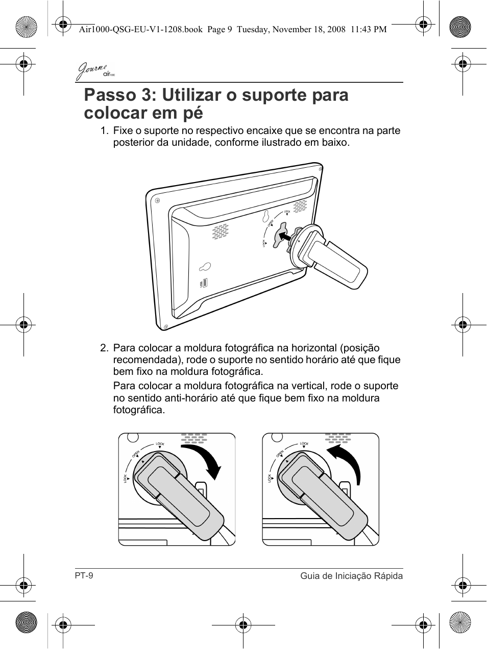 Passo 3: utilizar o suporte para colocar em pé | Toshiba JournE Air1000 User Manual | Page 218 / 256