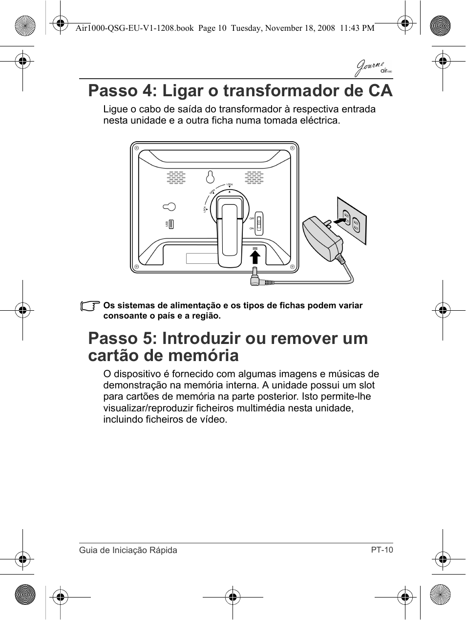 Passo 4: ligar o transformador de ca | Toshiba JournE Air1000 User Manual | Page 219 / 256