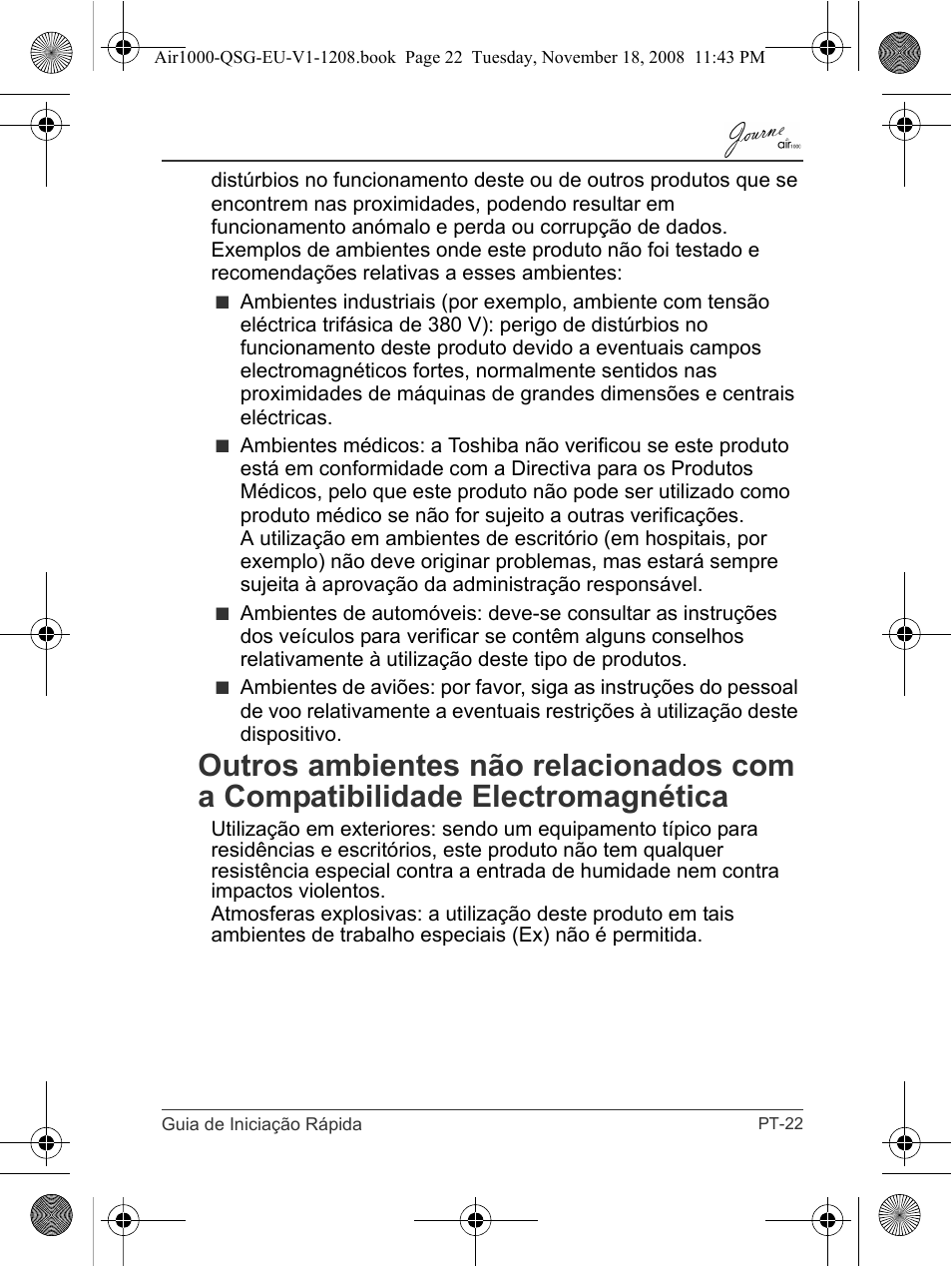 Toshiba JournE Air1000 User Manual | Page 231 / 256