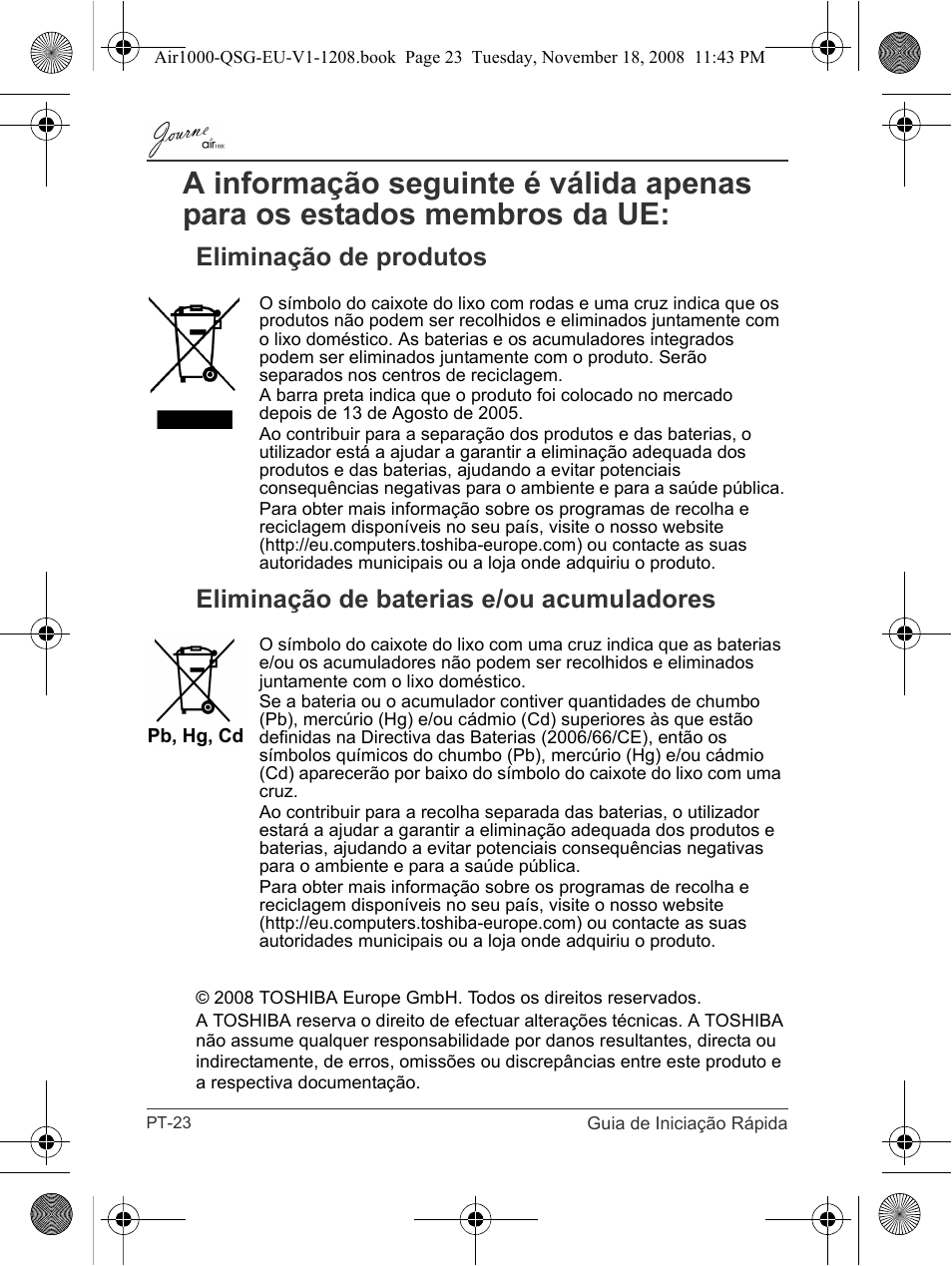 Toshiba JournE Air1000 User Manual | Page 232 / 256
