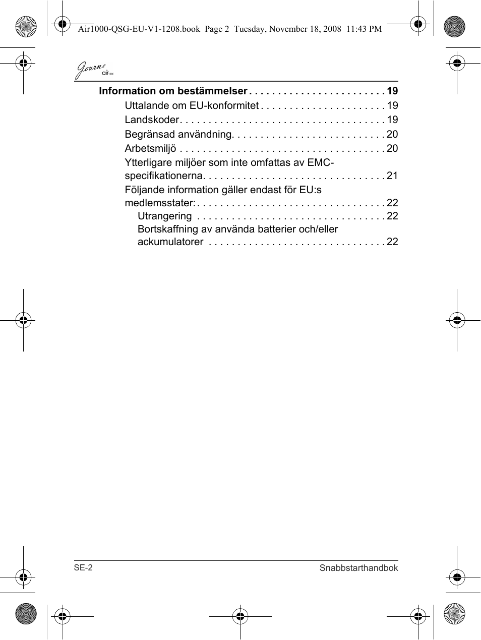 Toshiba JournE Air1000 User Manual | Page 234 / 256