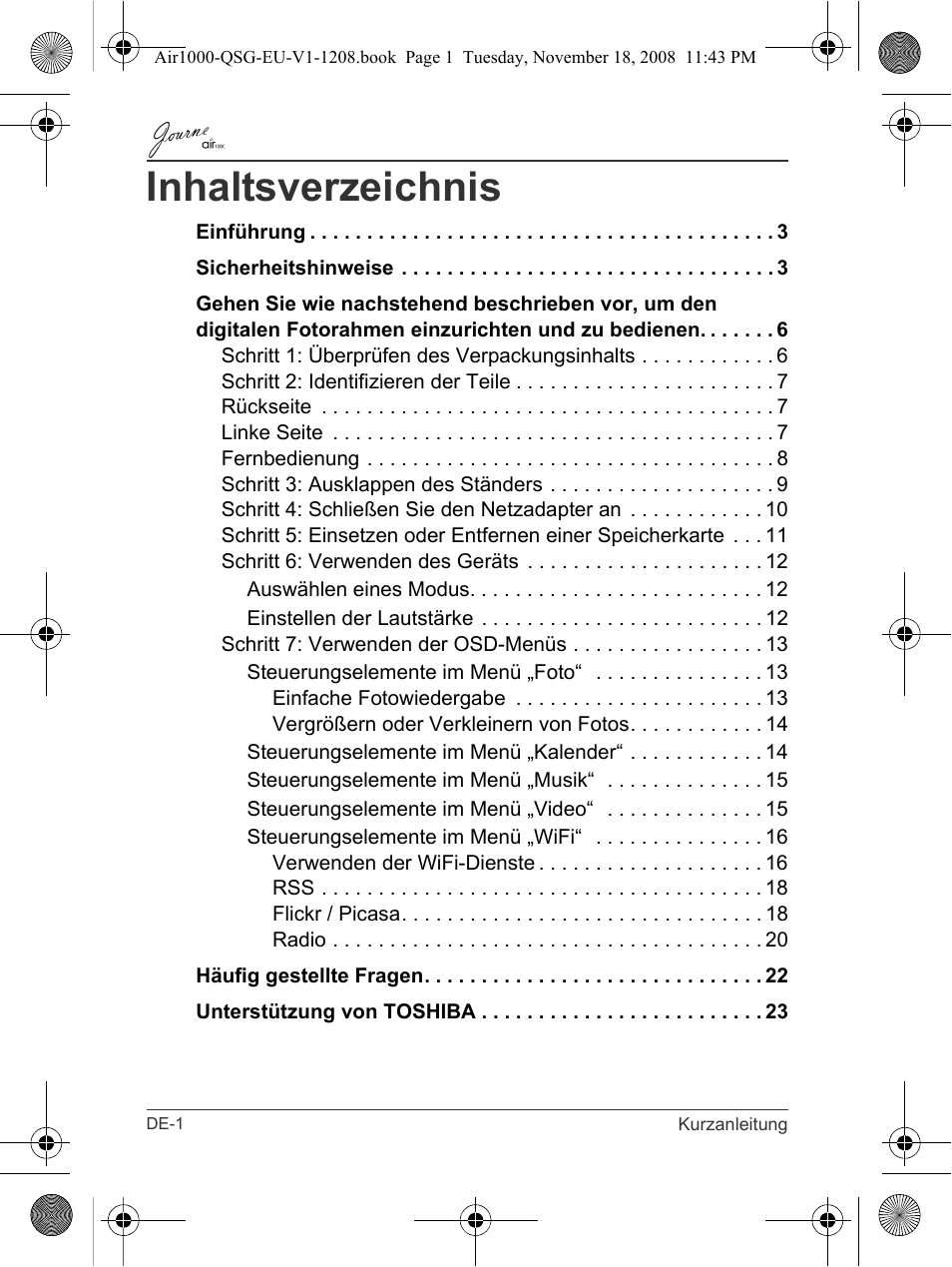 Toshiba JournE Air1000 User Manual | Page 24 / 256