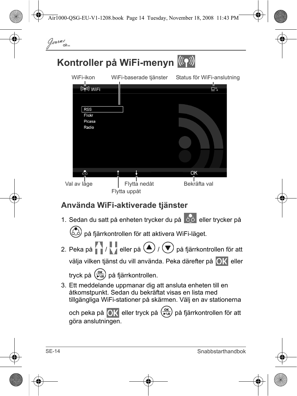 Kontroller på wifi-menyn, Använda wifi-aktiverade tjänster | Toshiba JournE Air1000 User Manual | Page 246 / 256