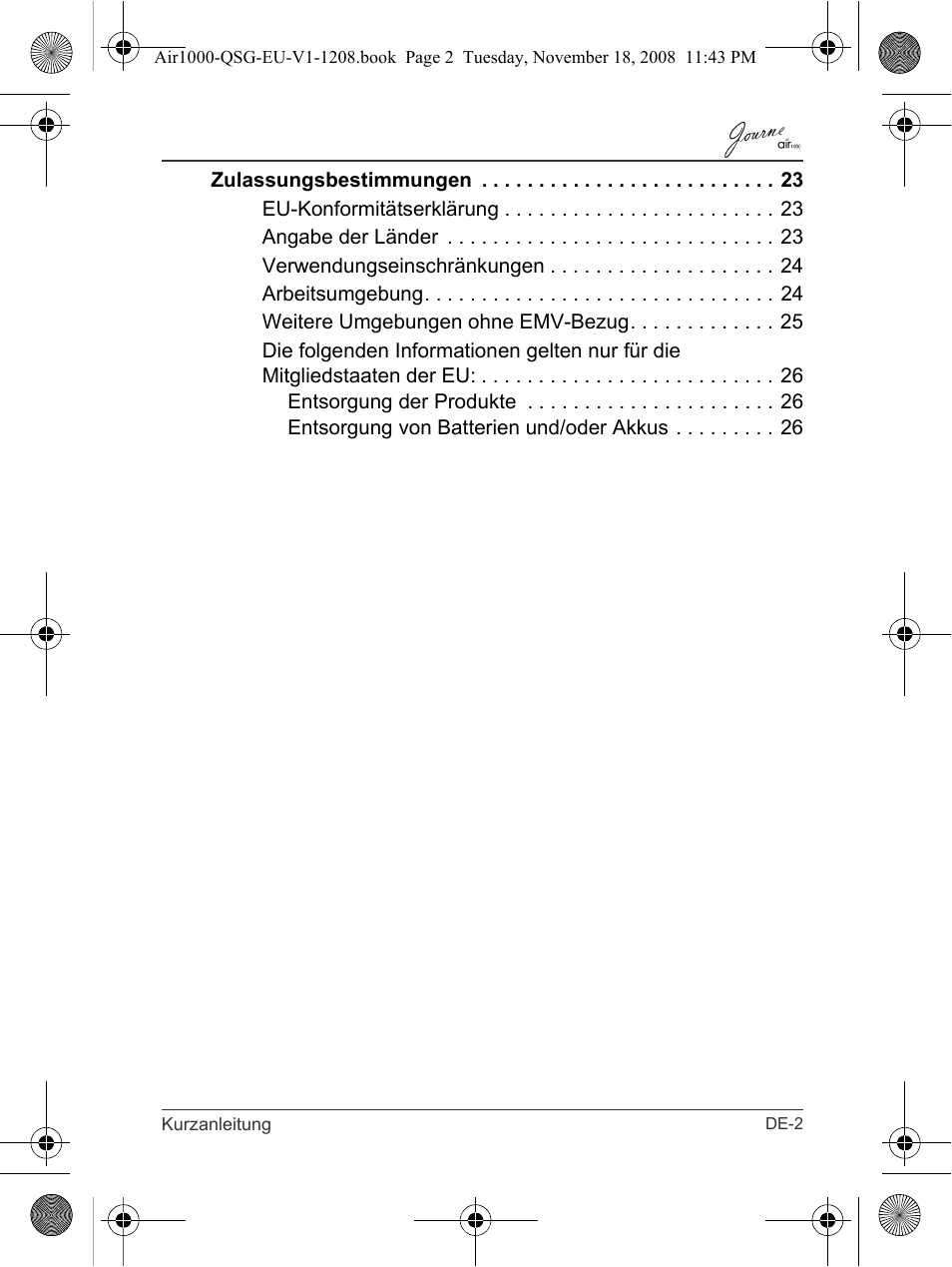 Toshiba JournE Air1000 User Manual | Page 25 / 256