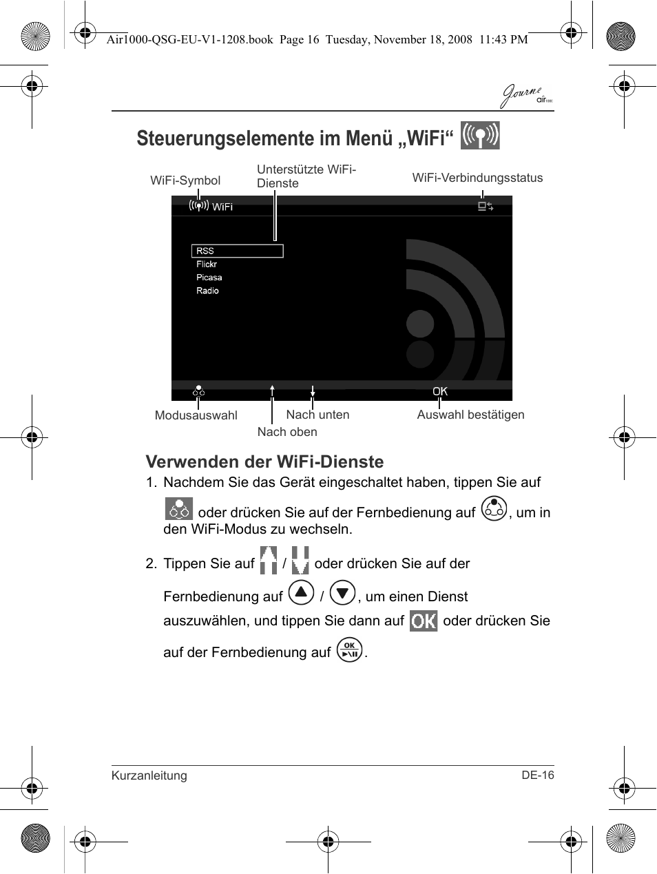 Steuerungselemente im menü „wifi, Verwenden der wifi-dienste | Toshiba JournE Air1000 User Manual | Page 39 / 256
