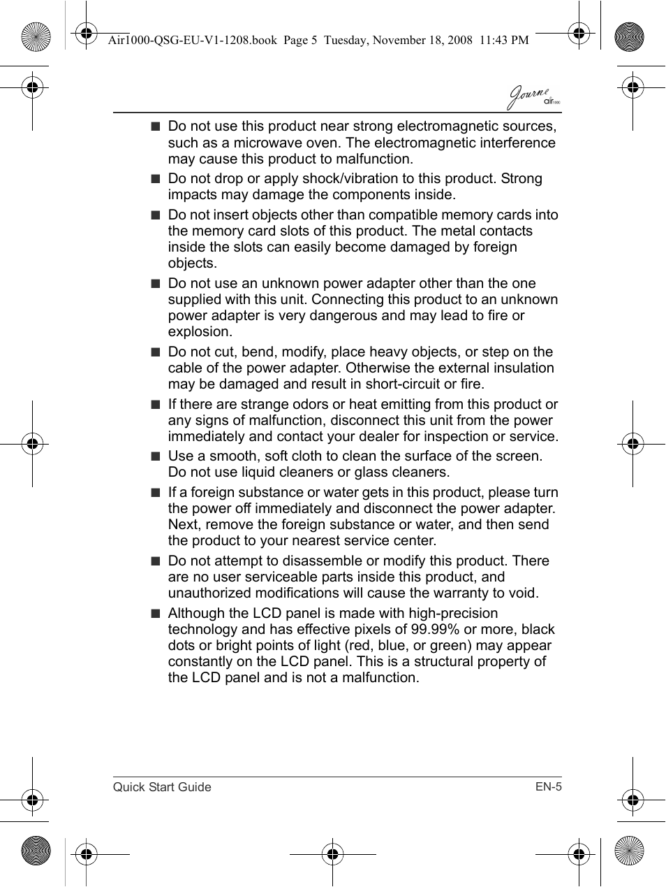 Toshiba JournE Air1000 User Manual | Page 5 / 256