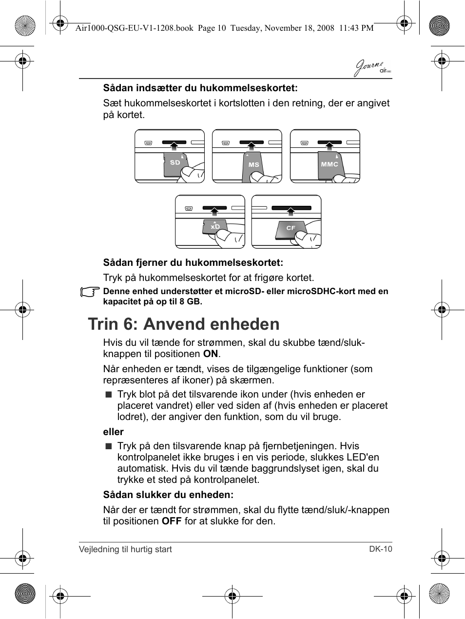 Trin 6: anvend enheden | Toshiba JournE Air1000 User Manual | Page 59 / 256