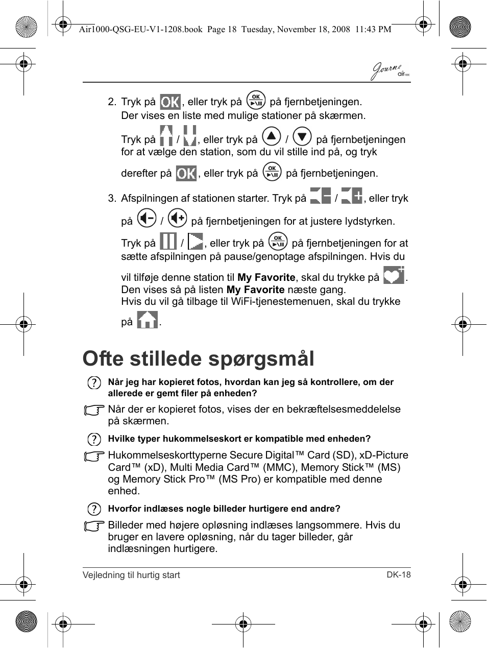 Ofte stillede spørgsmål | Toshiba JournE Air1000 User Manual | Page 67 / 256
