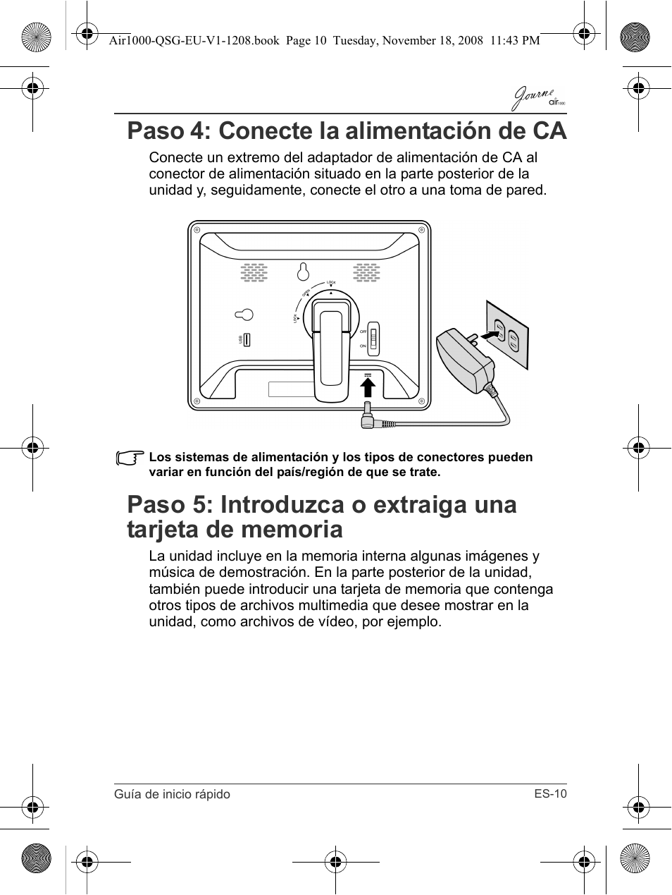 Paso 4: conecte la alimentación de ca | Toshiba JournE Air1000 User Manual | Page 81 / 256