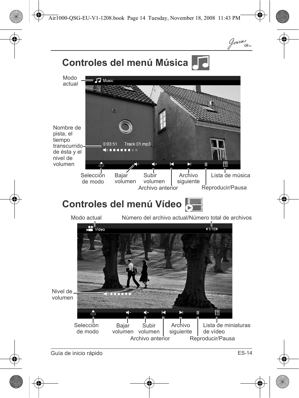 Controles del menú música controles del menú vídeo | Toshiba JournE Air1000 User Manual | Page 85 / 256