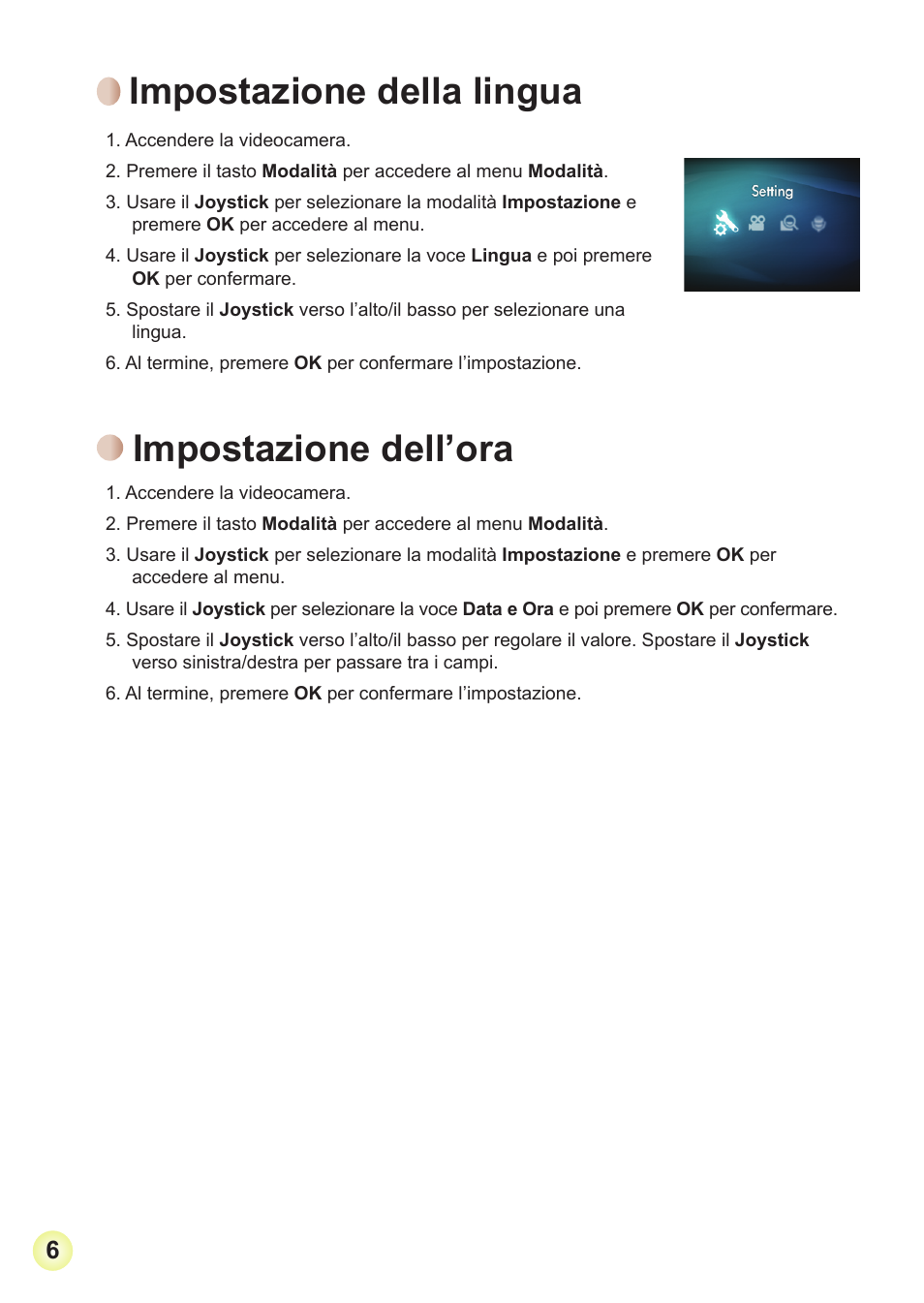 Impostazione della lingua, Impostazione dell’ora | Toshiba Camileo Pro HD User Manual | Page 103 / 194