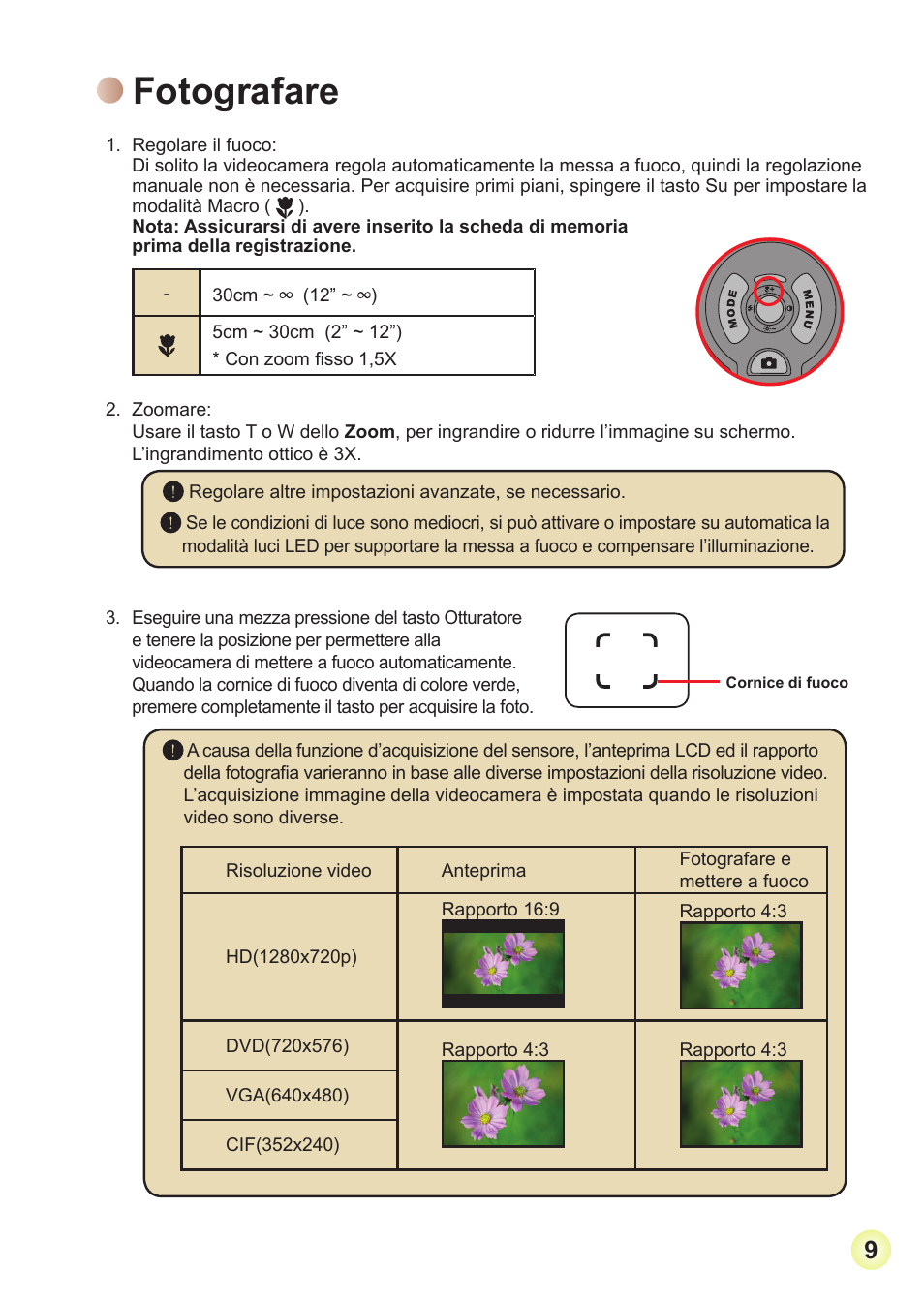 Fotografare | Toshiba Camileo Pro HD User Manual | Page 106 / 194