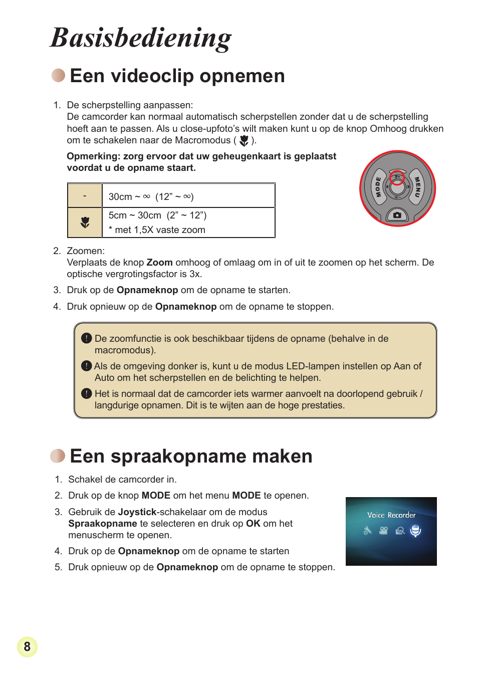 Basisbediening, Een videoclip opnemen, Een spraakopname maken | Toshiba Camileo Pro HD User Manual | Page 129 / 194