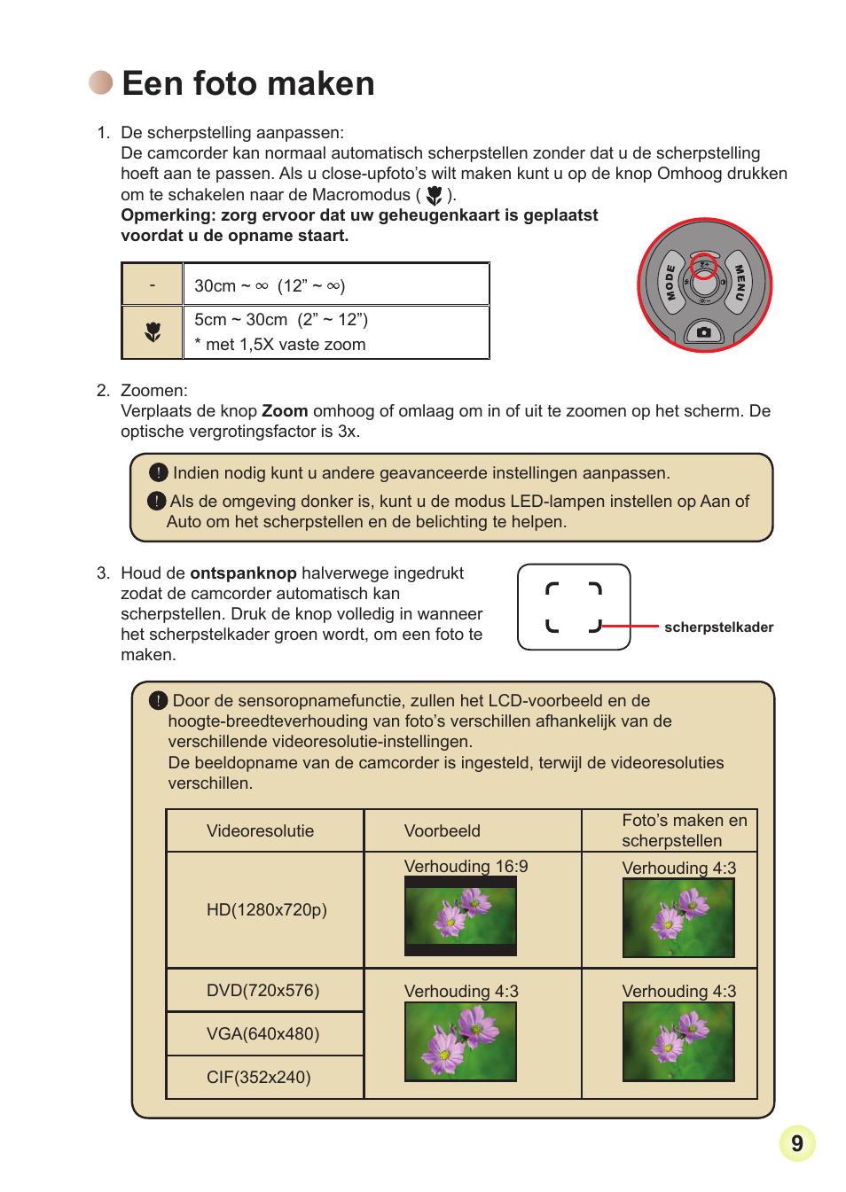 Een foto maken | Toshiba Camileo Pro HD User Manual | Page 130 / 194