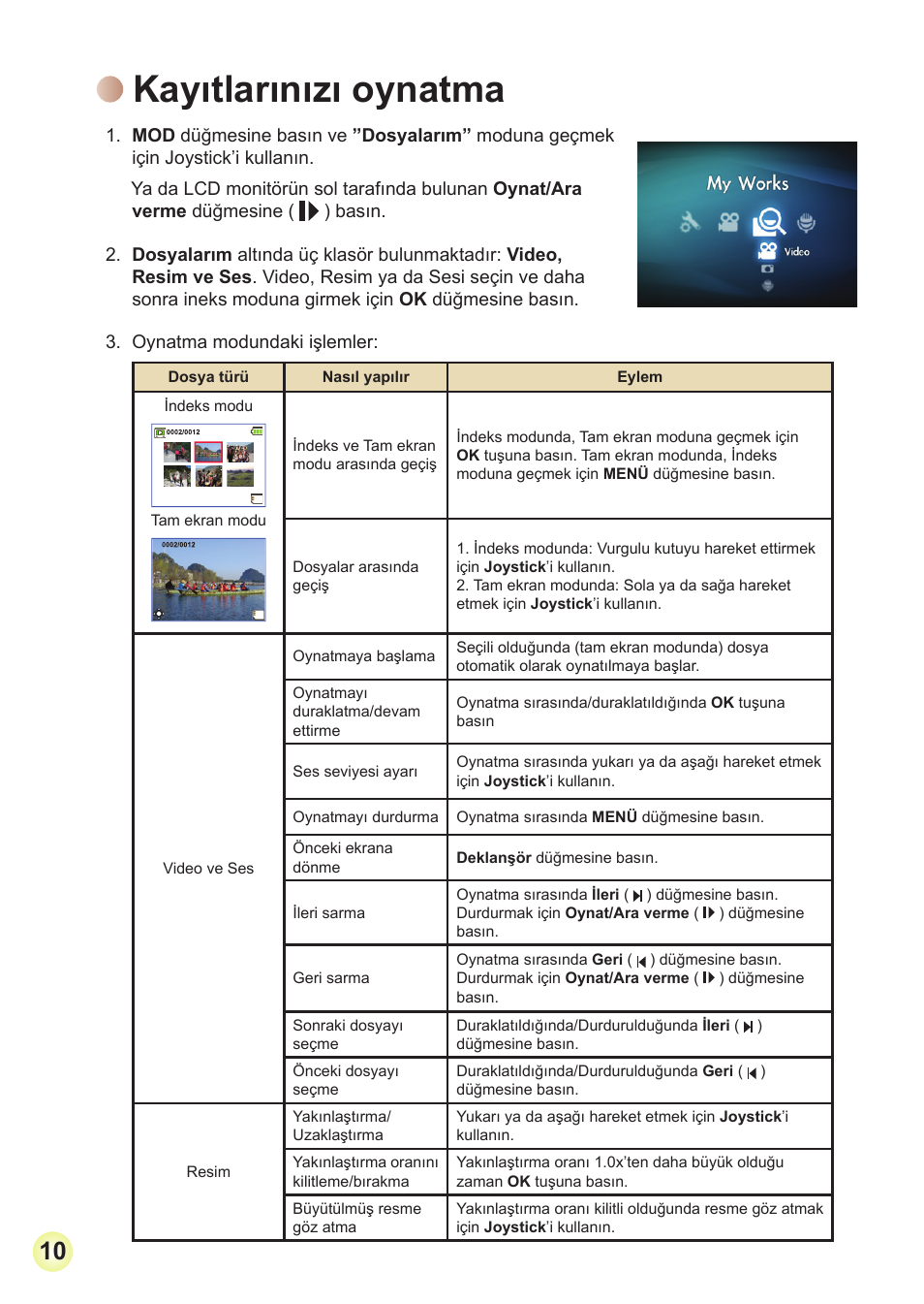 Kayıtlarınızı oynatma | Toshiba Camileo Pro HD User Manual | Page 179 / 194
