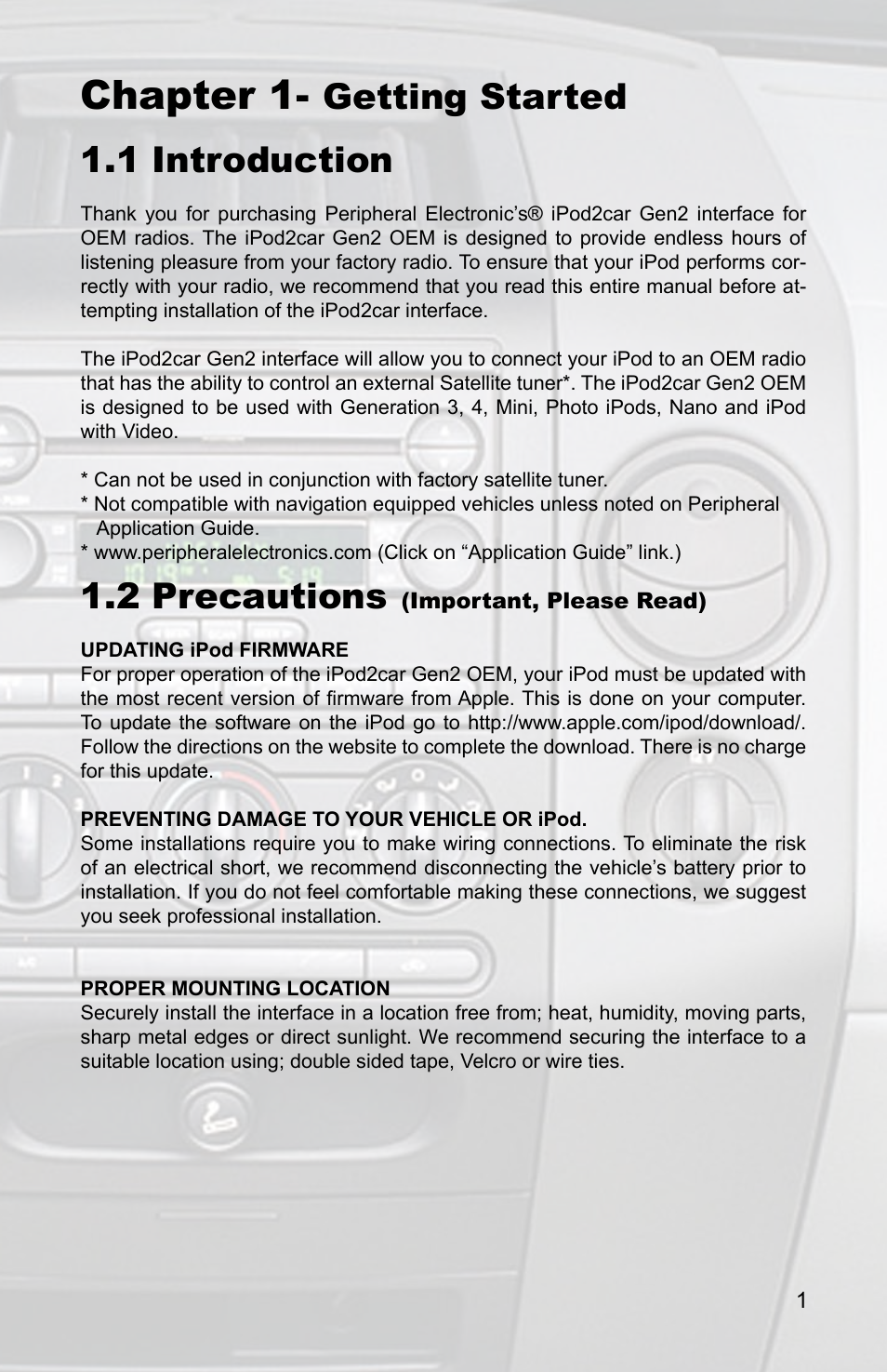Chapter 1, Getting started 1.1 introduction, 2 precautions | AAMP of America PXDP2 User Manual | Page 3 / 16
