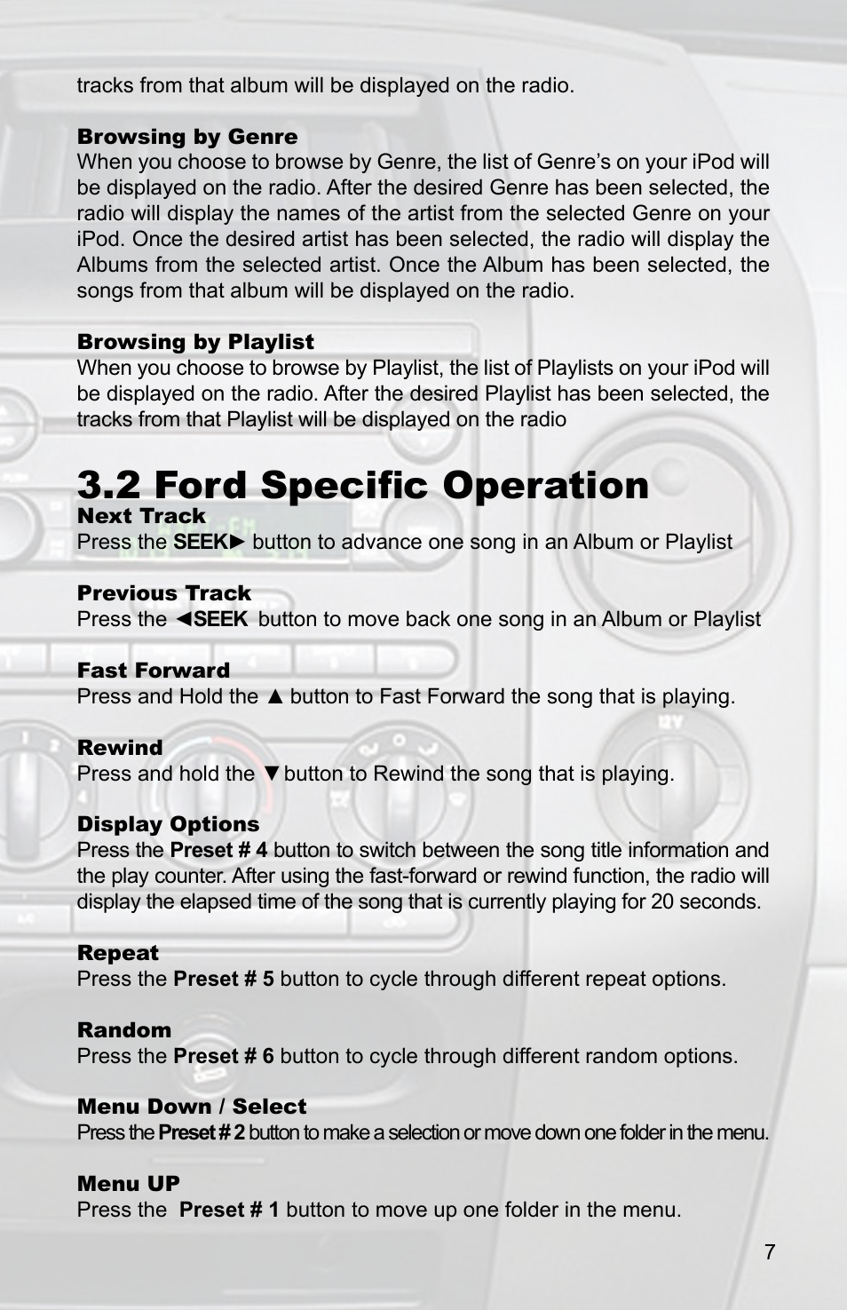 2 ford specific operation | AAMP of America PXDP2 User Manual | Page 9 / 16
