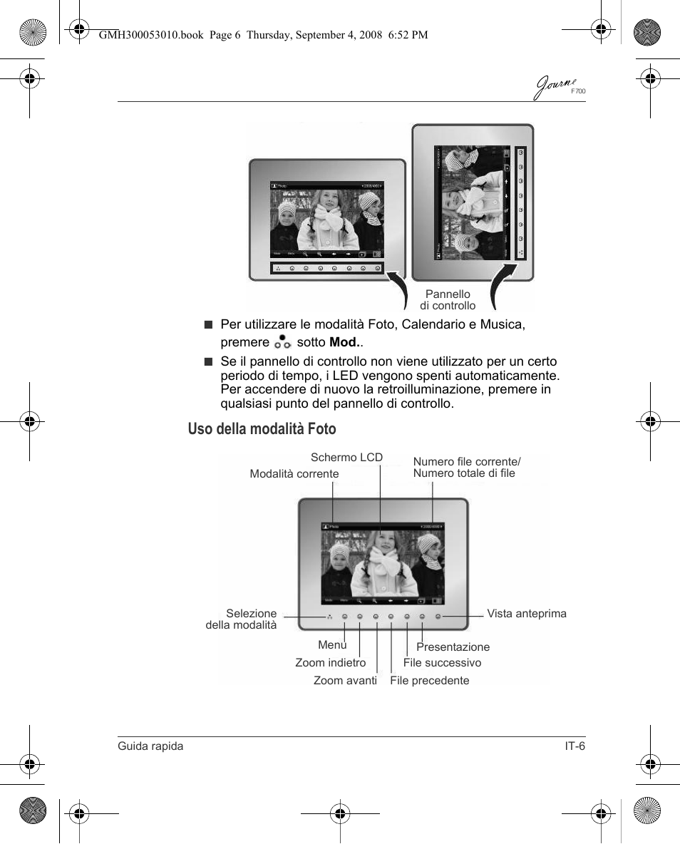 Uso della modalità foto | Toshiba JOURNE F700 User Manual | Page 61 / 102