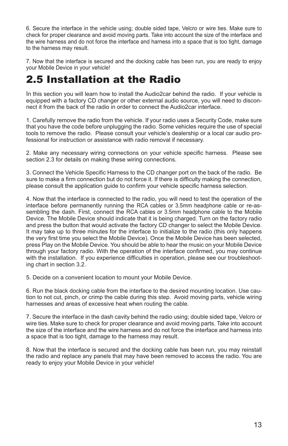 5 installation at the radio | AAMP of America PXDX-KI User Manual | Page 15 / 20