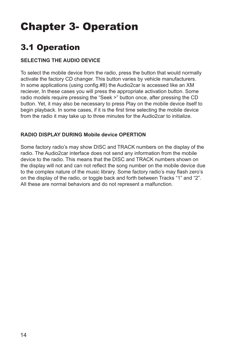 Chapter 3- operation, 1 operation | AAMP of America PXDX-KI User Manual | Page 16 / 20