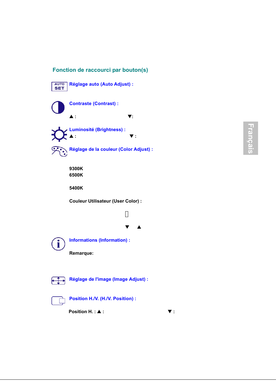 Français | AOC 177Sa-1 User Manual | Page 20 / 37