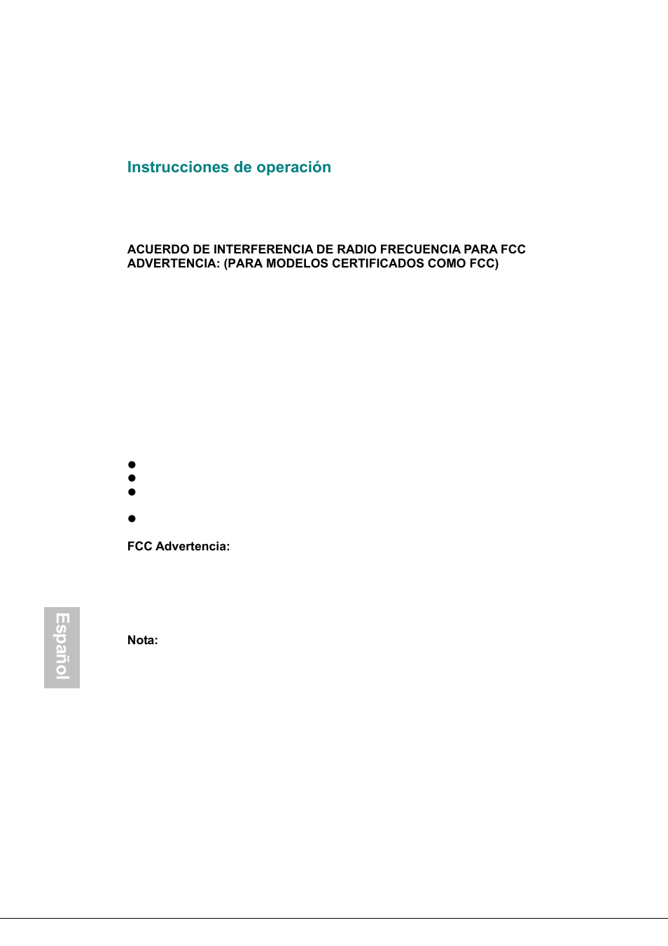 Instrucciones de operación, Español | AOC 177Sa-1 User Manual | Page 26 / 37