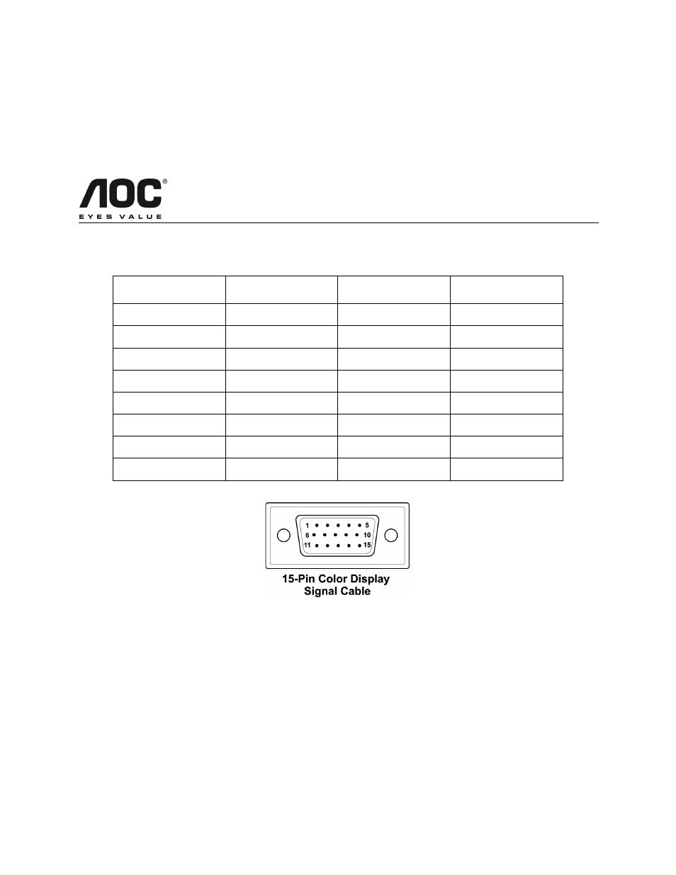 Appendix, Aoc lm720bge, Connector pin assignment | AOC LM720BGE User Manual | Page 19 / 19