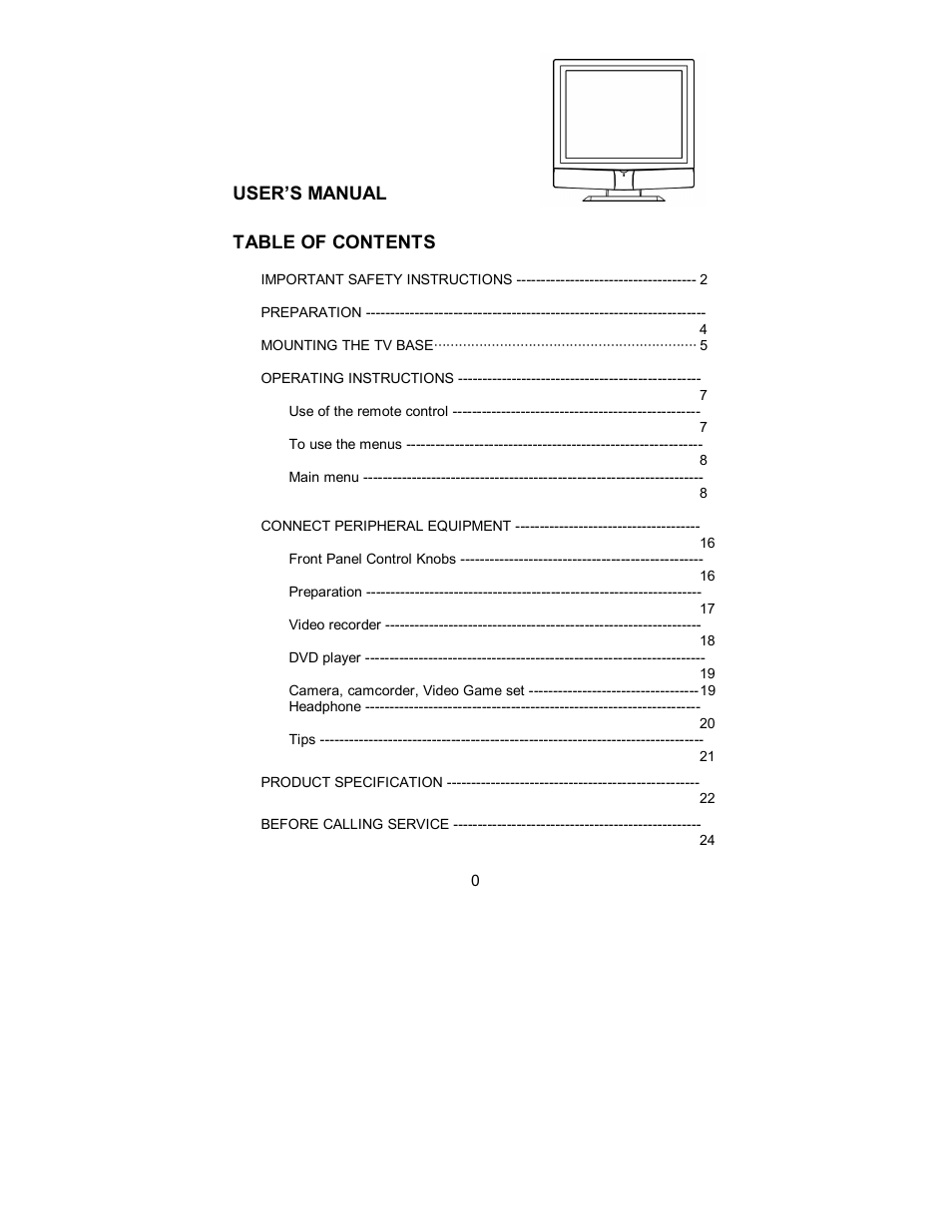 User’s manual table of contents | AOC L15X421 User Manual | Page 2 / 32