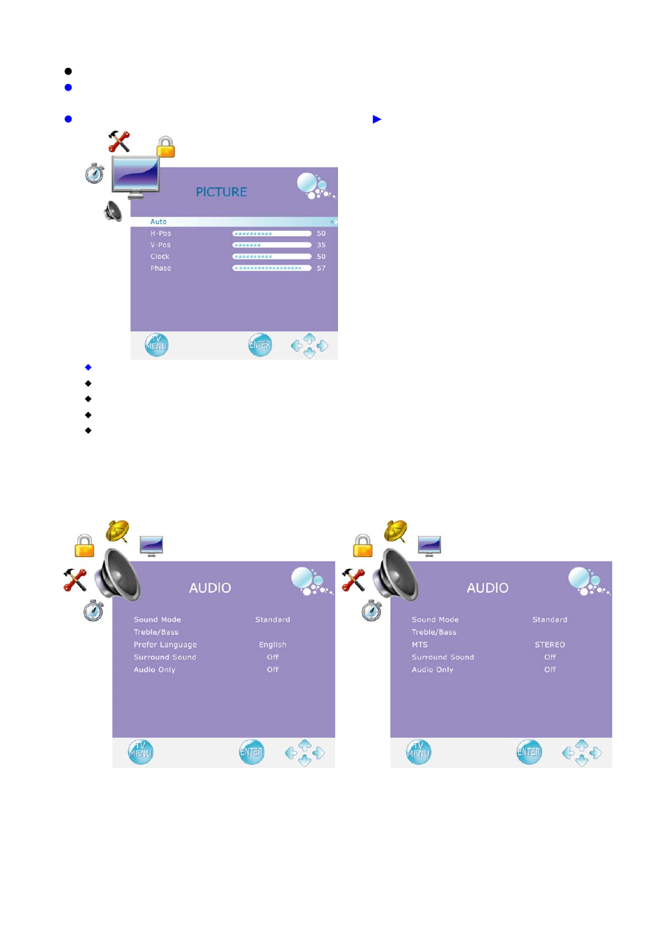 Audio menu | AOC ENVISION L24H898 User Manual | Page 27 / 40