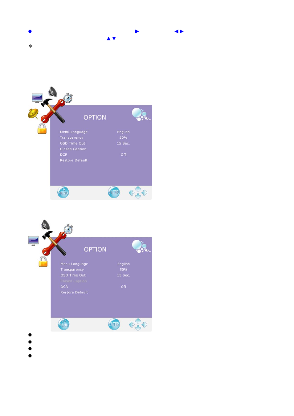Option menu | AOC ENVISION L24H898 User Manual | Page 29 / 40